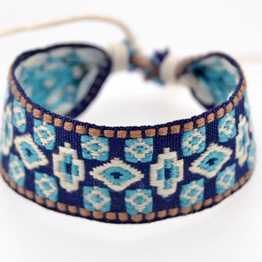 Boho Embroidered Mayan Style Adjustable Friendship Bracelet NWT